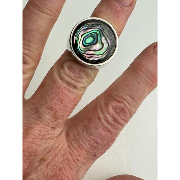 Abalone Round Sterling Silver  US Size 7 3/4 - 8 - Picture 2 of 5